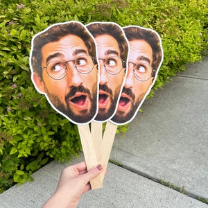 Face on a Stick, Custom Face Fans, Perfectly Cropped Face & Wooden Stick Handle