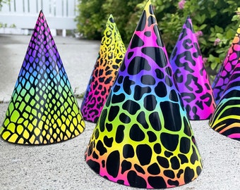 Rainbow Animal Print Party Hats