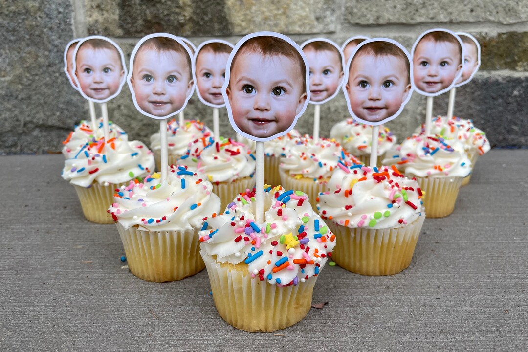 First Birthday Cupcake Toppers Babys First Birthday Party Etsy