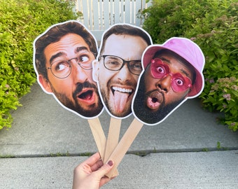 Bachelor Party Face Fans, Custom Groom Face, Wedding Photobooth Props