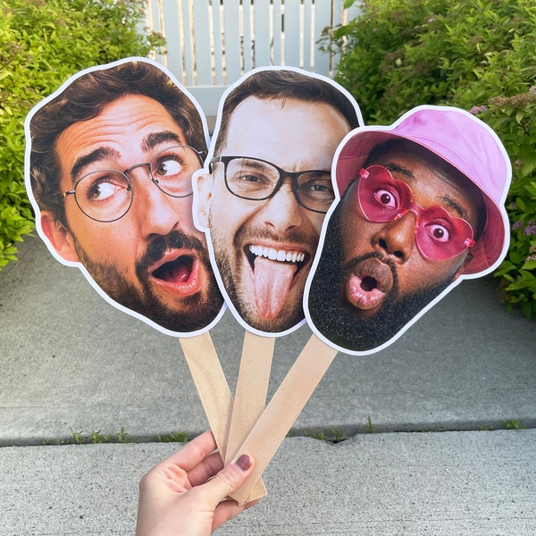 Bachelor Party Face Fans, Custom Groom Face, Wedding Photobooth Props