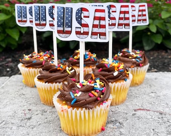 USA Cupcake Toppers | 4th of July Cupcake Toppers