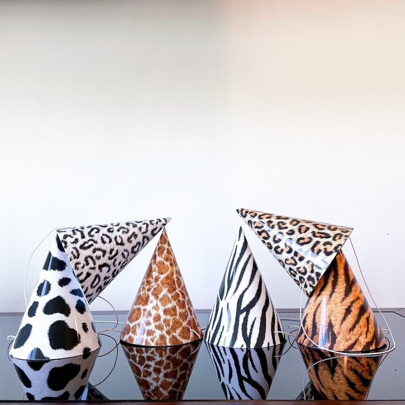 Animal Print Party Hats Safari Animals for Birthday Party Etsy