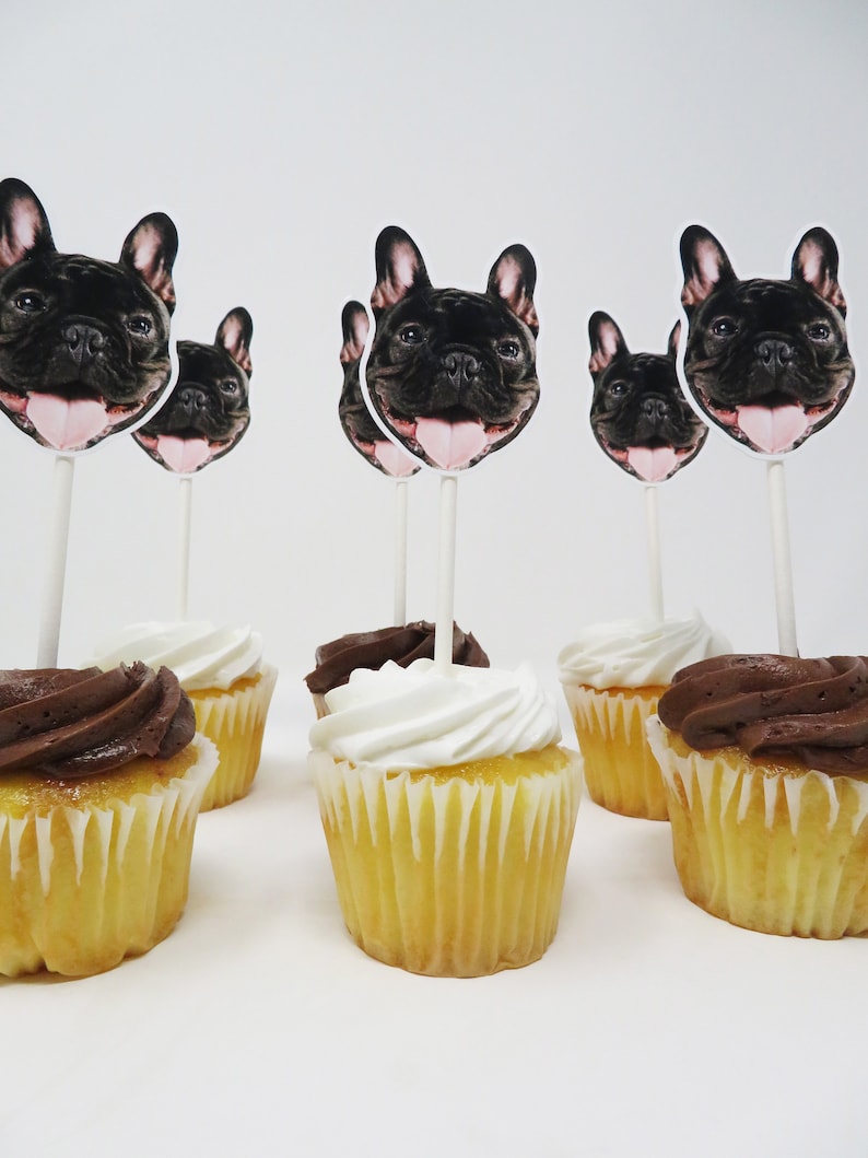 Custom Dog Cupcake Toppers Dog Birthday Party Cupcake Etsy