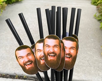Custom Face Straws for Bachelorette or Bachelor Parties | Personalized Straws (Plastic Straw)
