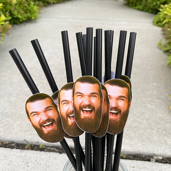 Custom Face Straw Toppers for Bachelorette or Bachelor Parties | Personalized Straws