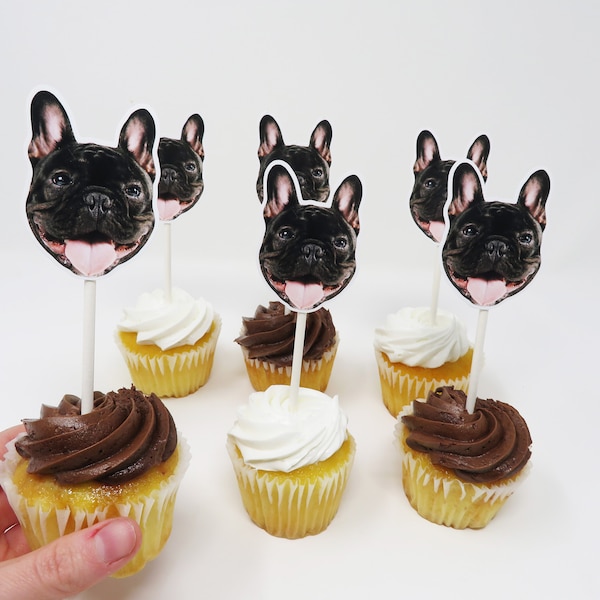 Custom Dog Cupcake Toppers | Dog Birthday Party Cupcake Toppers | Puppy Party Decorations | Personalized Puppy Dog Cupcakes