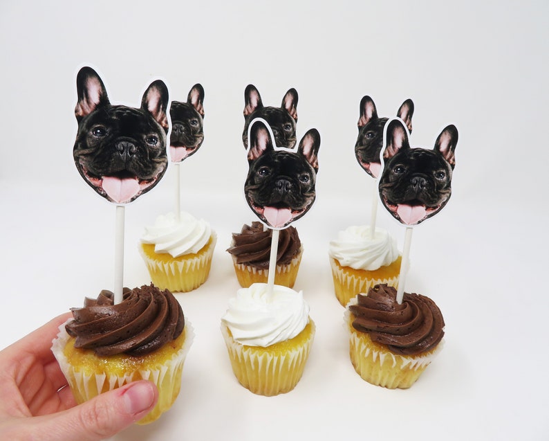 Custom Dog Cupcake Toppers Dog Birthday Party Cupcake Etsy