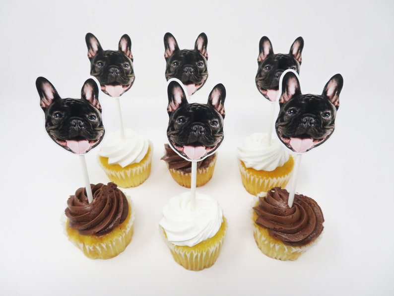 Custom Dog Cupcake Toppers Dog Birthday Party Cupcake Etsy