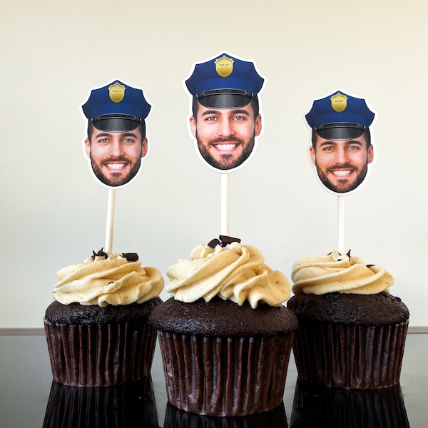 Police Man Hat Cupcake Topper | Custom Cake Topper of Police Hat | Cop Themed Birthday Party