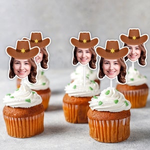 Nashville Bachelorette Party Decorations | Custom Face Cowboy Hat Cupcake Toppers | Print at Home