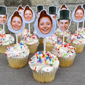 Bride & Groom Wedding Cupcake Toppers | Personalized Photo | Bridal Shower or Bachelorette Party Decorations