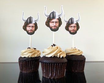 Funny Viking Helmet Cupcake Topper | Themed Old Style Viking Custom Decorations