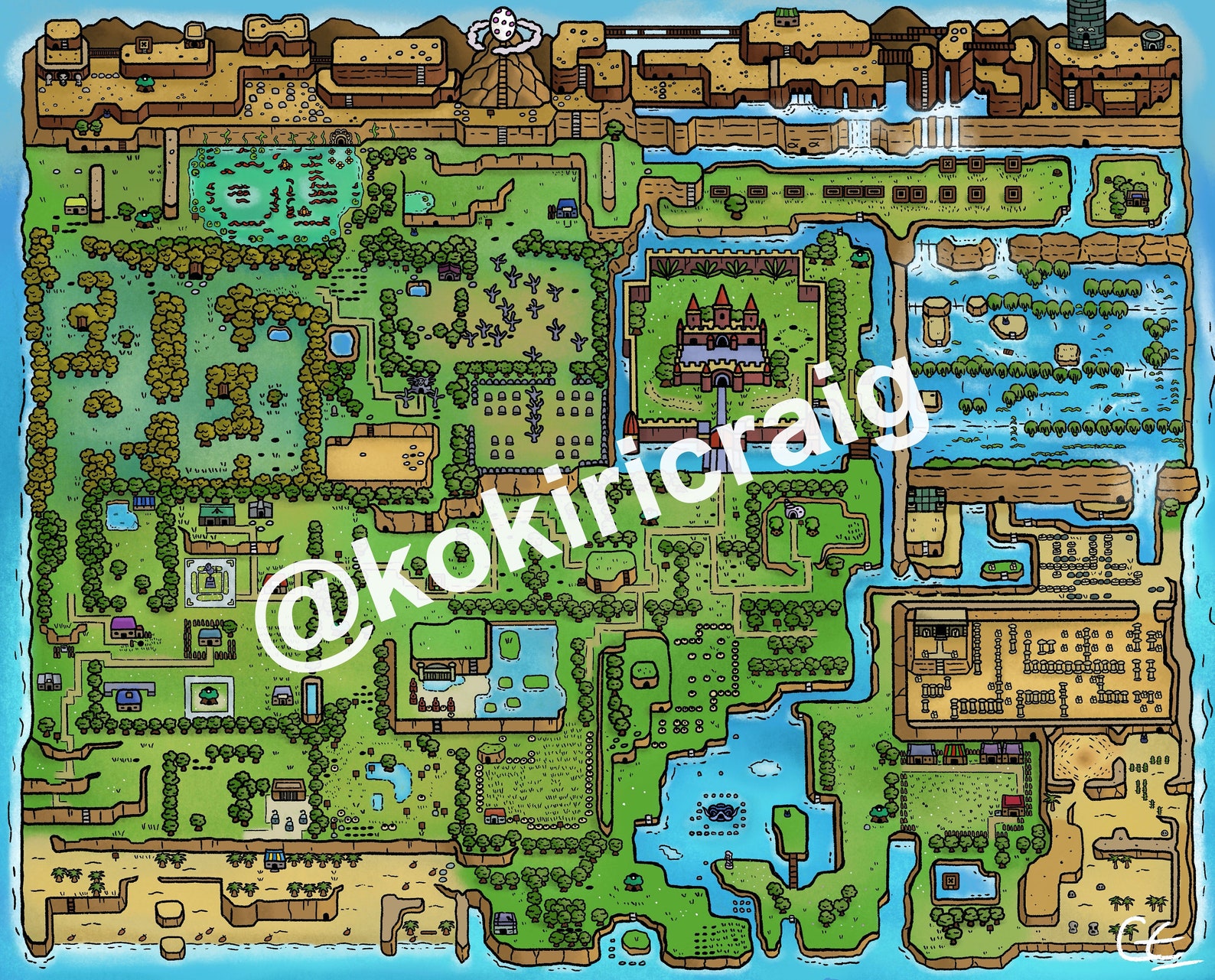 Link's Awakening Koholint Map artwork print A4 | Etsy