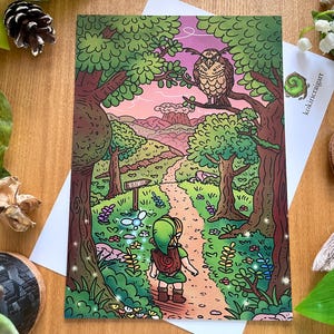 Zelda Ocarina of Time Owl Art Print (A5)
