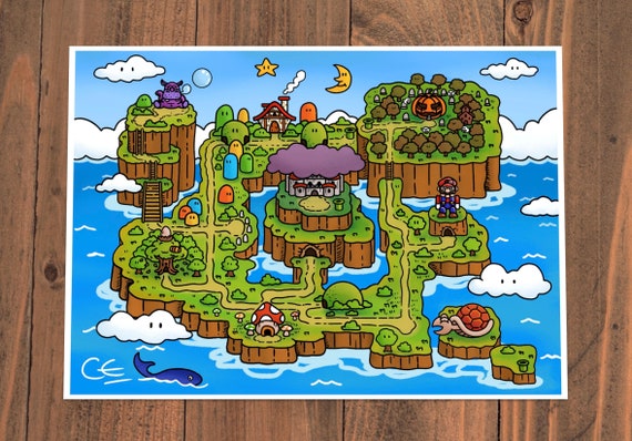 Super Mario Land 2 Map Super Mario Land 2 Map A4 Art Print | Etsy Ireland
