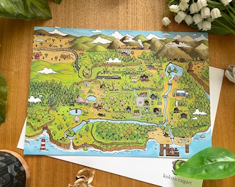Stardew Valley Map Art Print (A5)