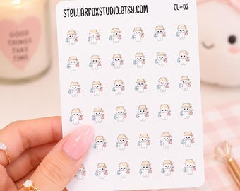Cleaning Cat Character Planner Stickers Household Chores | Erin Condren Happy Planner Hobonichi