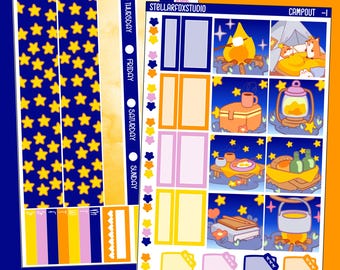 Camping Summer Hobonichi Cousin Planner Weekly Sticker Kit