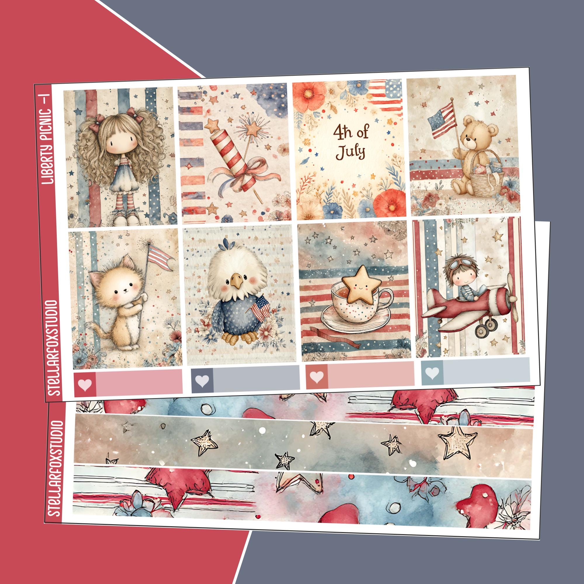 July 4th Weekly Planner Sticker Kit | Stickers for Erin Condren & Happy ...