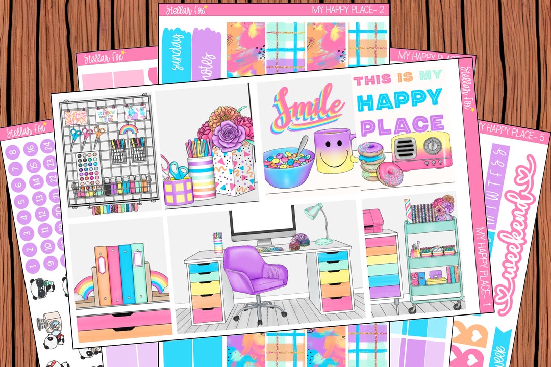 Crafting Vertical Planner Sticker Weekly Kit Erin Condren Classic Happy ...