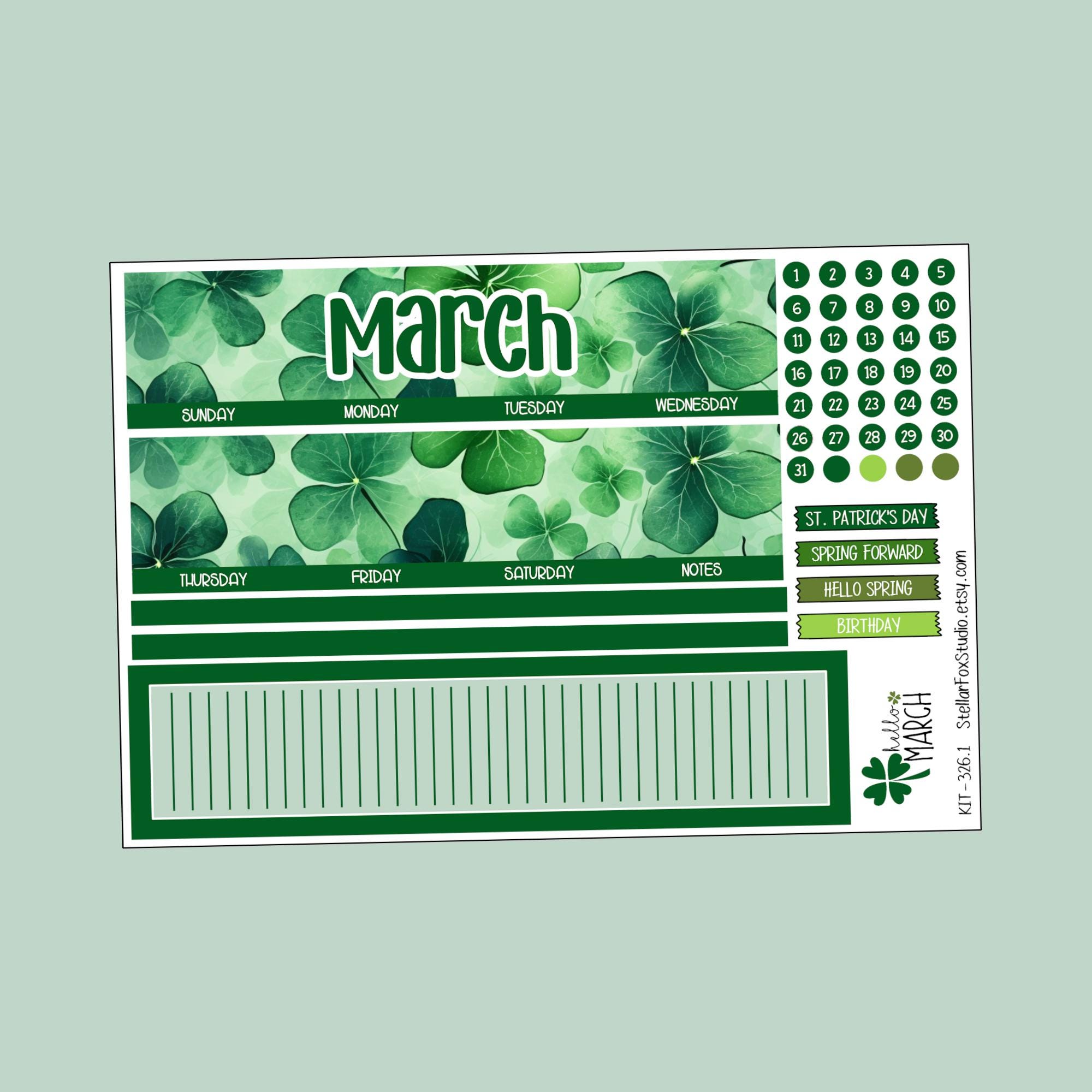 March Monthly Planner Sticker Kit Erin Condren , Classic Happy Planner ...