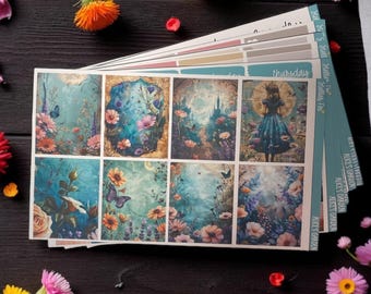 Alice&#39;s Garden Weekly Planner Sticker Kit Vertical Layout Erin Condren Classic Happy Planner