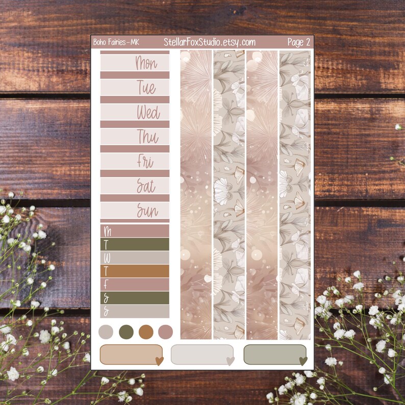 Boho Fairy Weekly Planner Sticker Mini Kit Vertical Layout Erin Condren ...