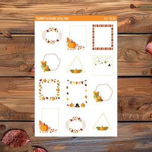 Thanksgiving Autumn Frame Box Planner Journal Stickers