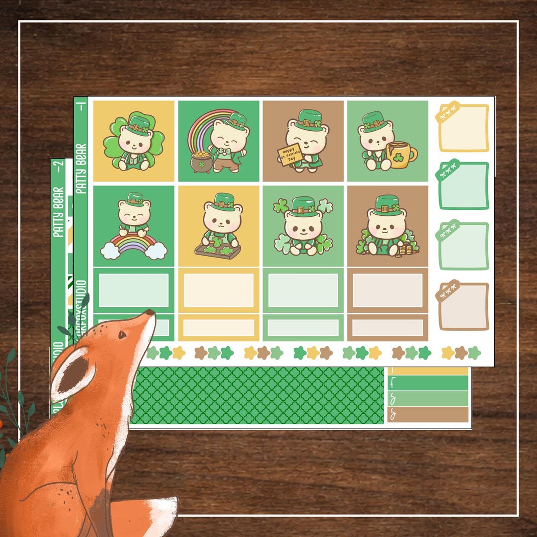 St. Patrick's Day Hobonichi Cousin Sticker Kit Weekly Planner Kit - Etsy