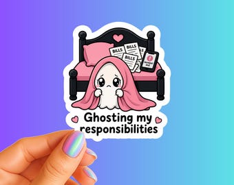 Funny Anxiety Ghost Vinyl Sticker Waterproof Kindle Planner Journal  Laptop Water Bottle Gift