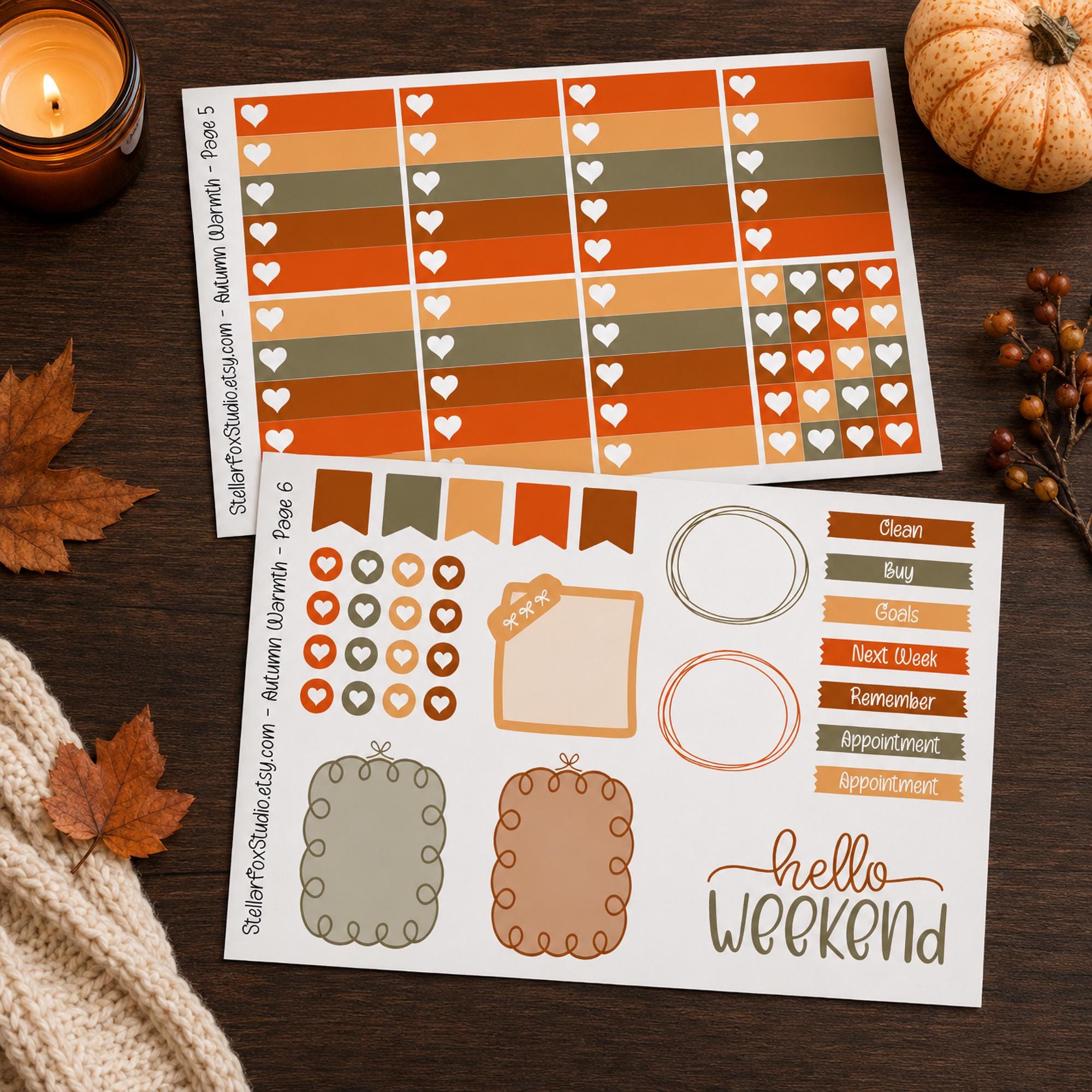 Cozy Fall Weekly Planner Sticker Kit Vertical Erin Condren Classic ...