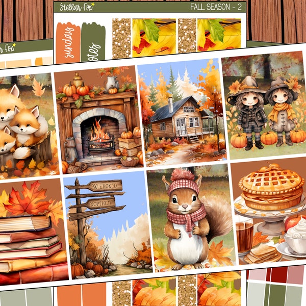 Autumn Planner Sticker Kit Vertical Weekly Fall Stickers Happy Planner Stickers Erin Condren A5