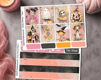 Whimsical Halloween Weekly Planner Sticker Kit | Fall Autumn | Vertical Erin Condren Classic Happy Planner