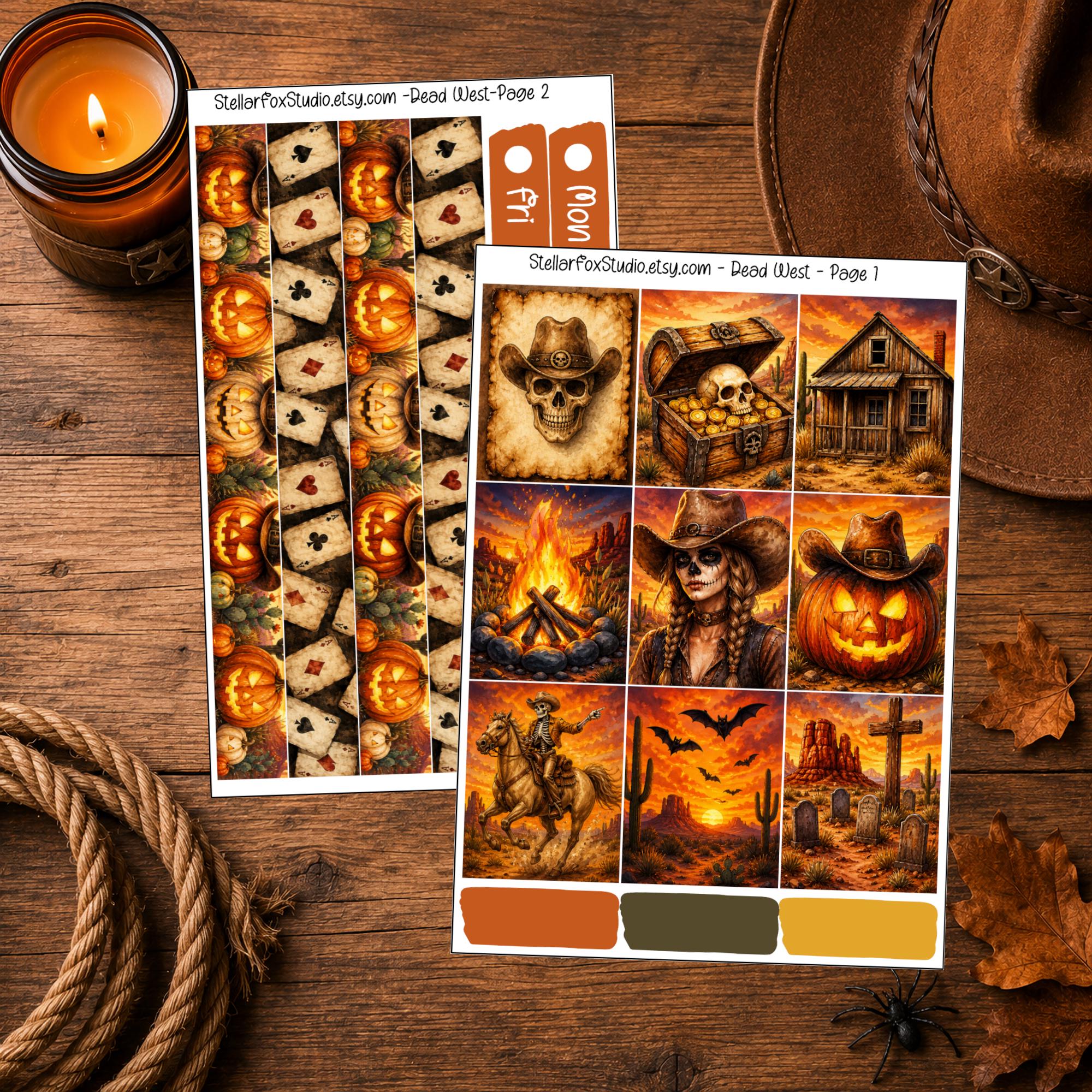 Halloween Cowboy Weekly Planner Sticker Kit Vertical Erin Condren ...