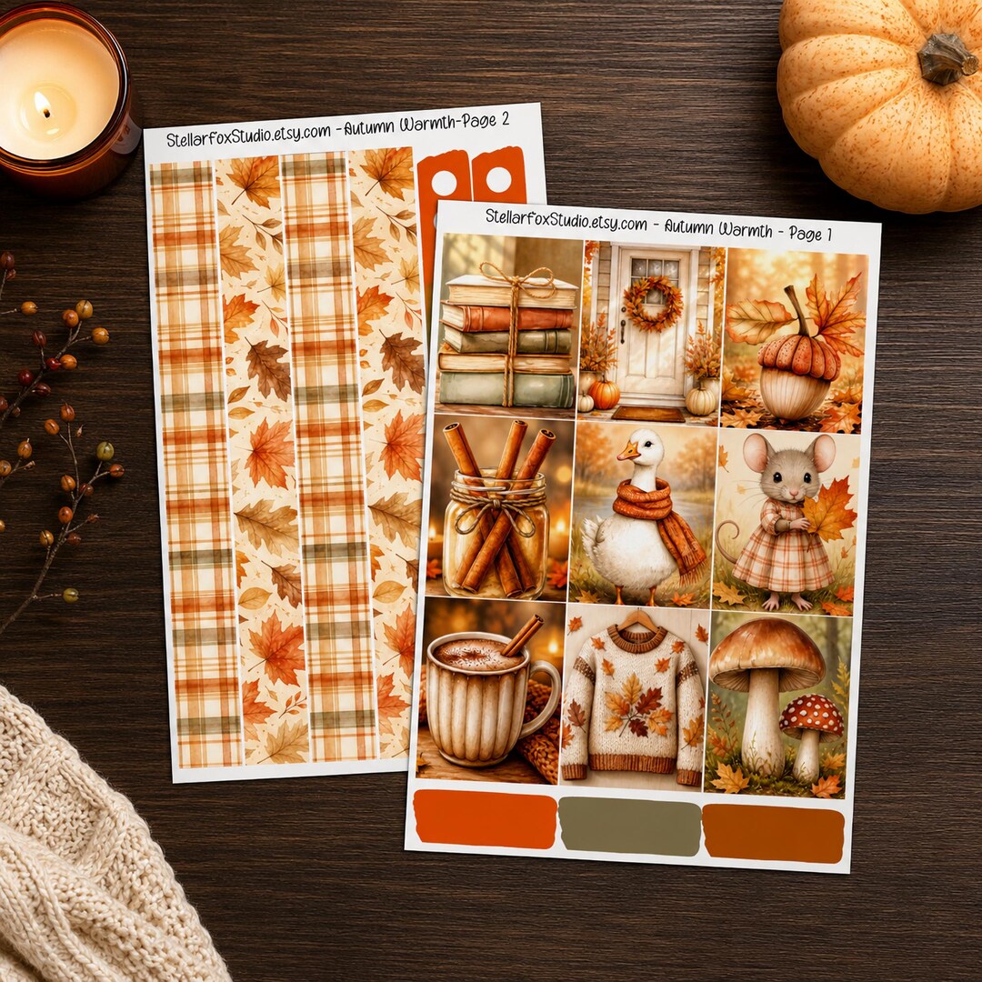 Cozy Fall Weekly Planner Sticker Kit Vertical Erin Condren Classic ...