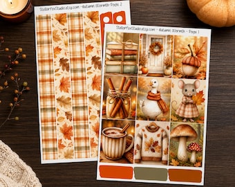 Cozy Fall Weekly Planner Sticker Kit Vertical Erin Condren Classic Happy Planner