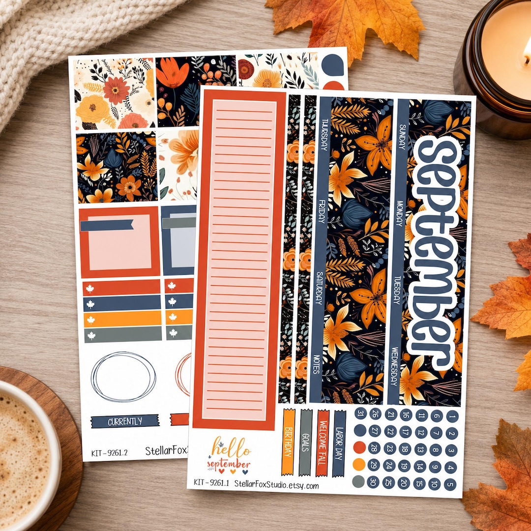 September Monthly Planner Sticker Kit Erin Condren , Classic Happy ...