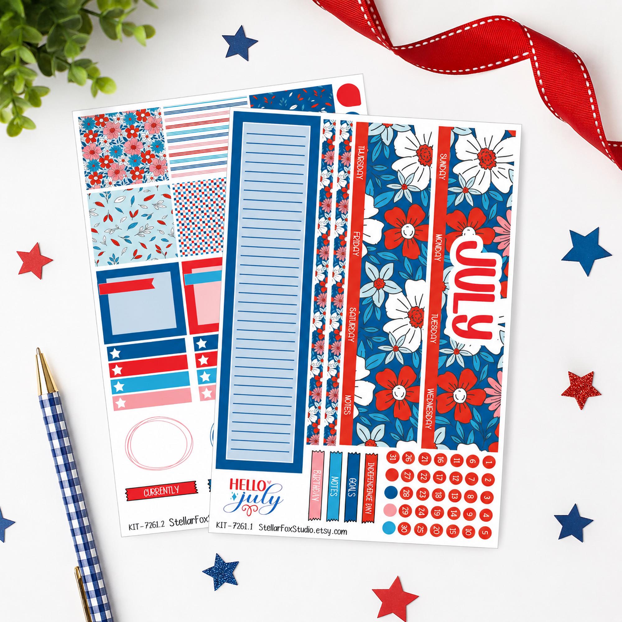 July Monthly Planner Sticker Kit Erin Condren , Classic Happy Planner ...