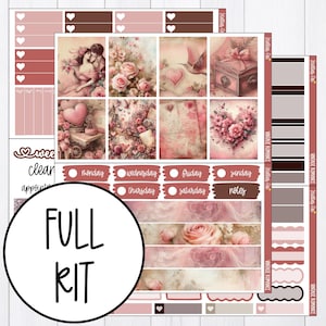 Valentine&#39;s Day Weekly Planner Sticker Kit Vertical Classic Happy Planner Erin Condren