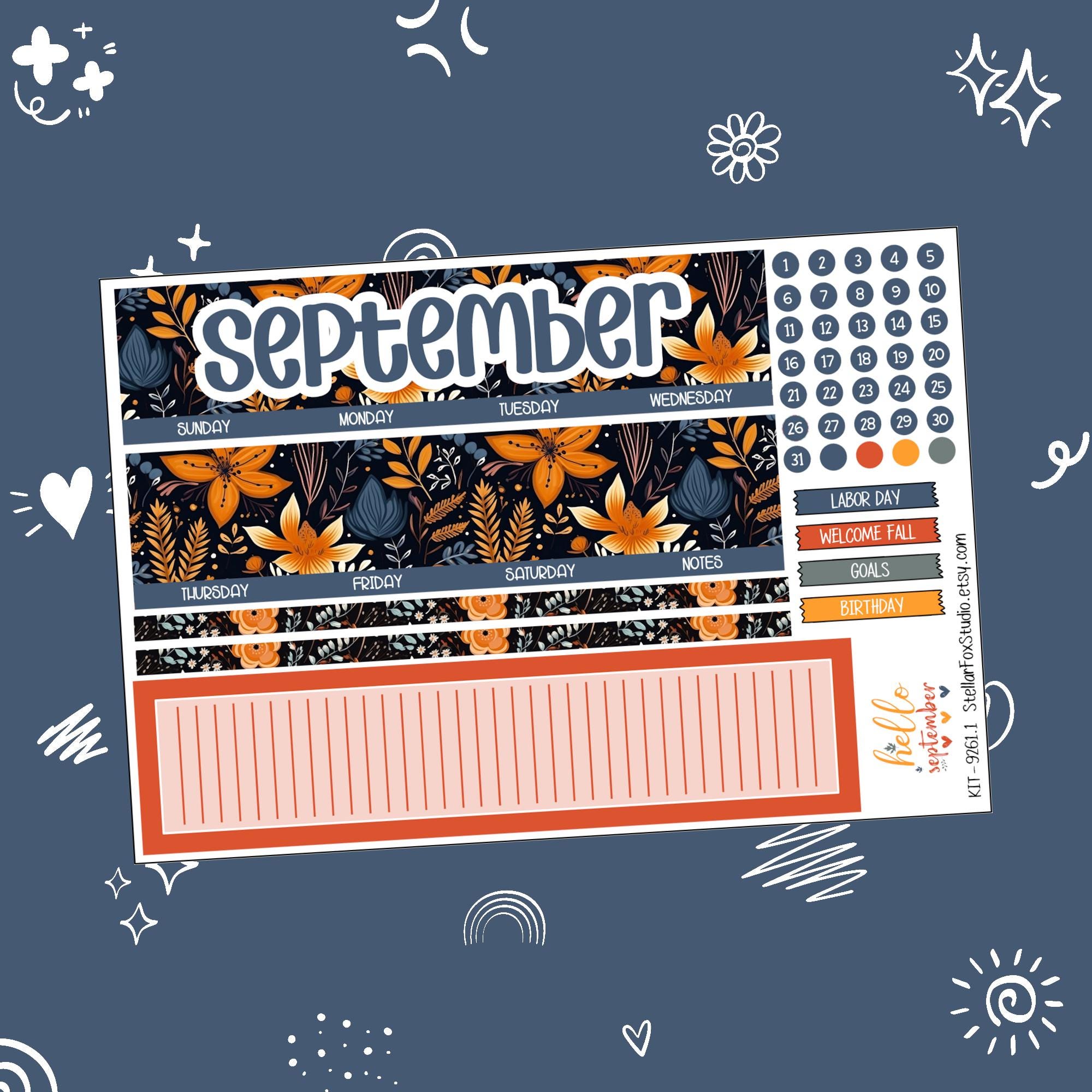 September Monthly Planner Sticker Kit Erin Condren , Classic Happy ...