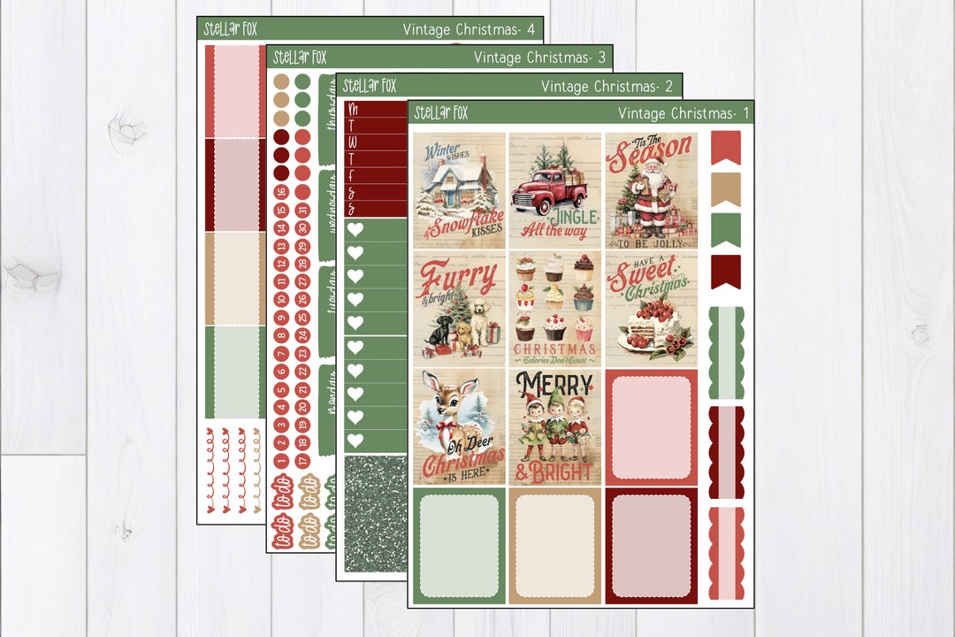 Christmas Planner Sticker Kit , Weekly Vertical Stickers , Holiday ...