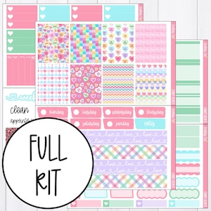 Valentine&#39;s Day Weekly Planner Sticker Kit Vertical Classic Happy Planner Erin Condren
