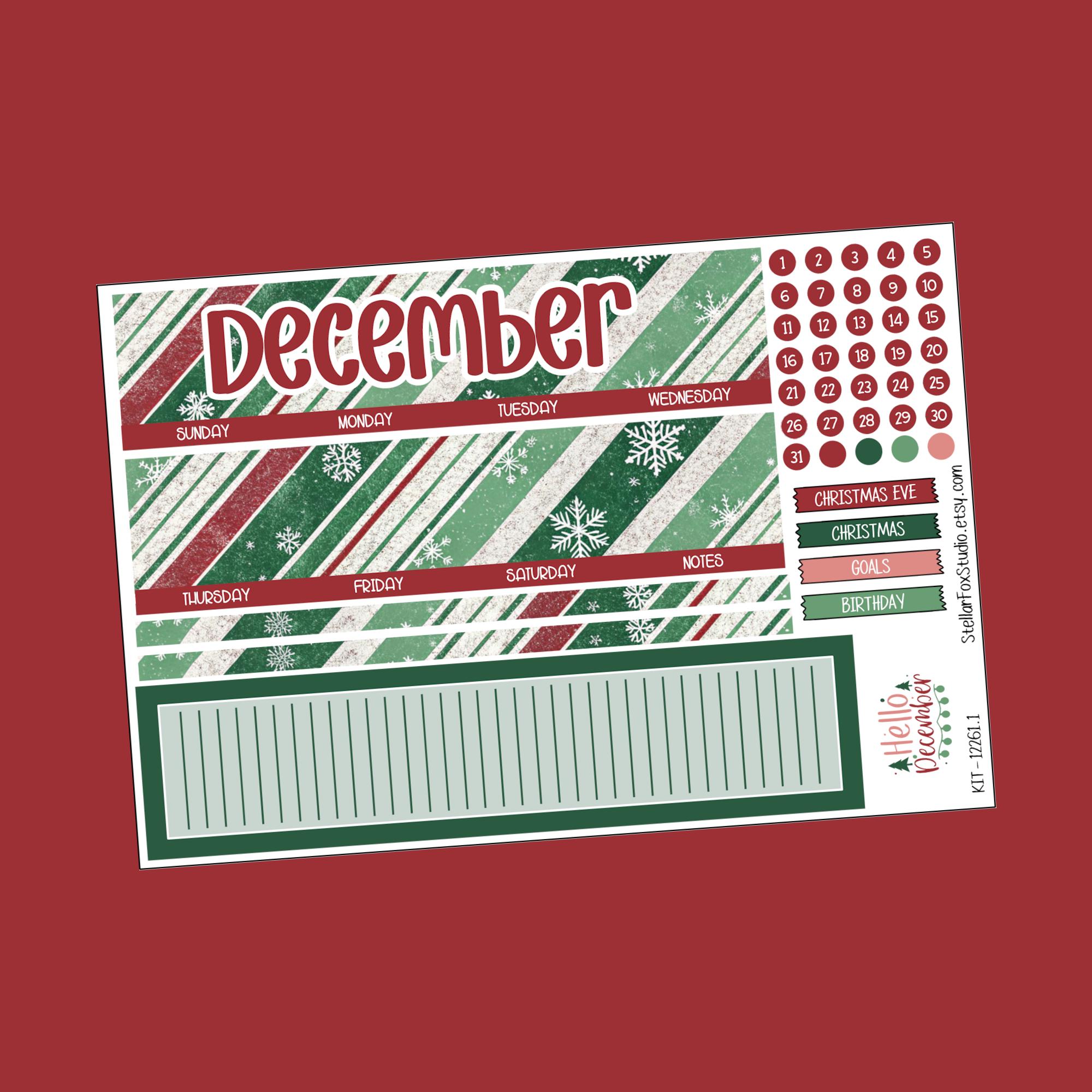 December Monthly Planner Sticker Kit Erin Condren , Classic Happy ...