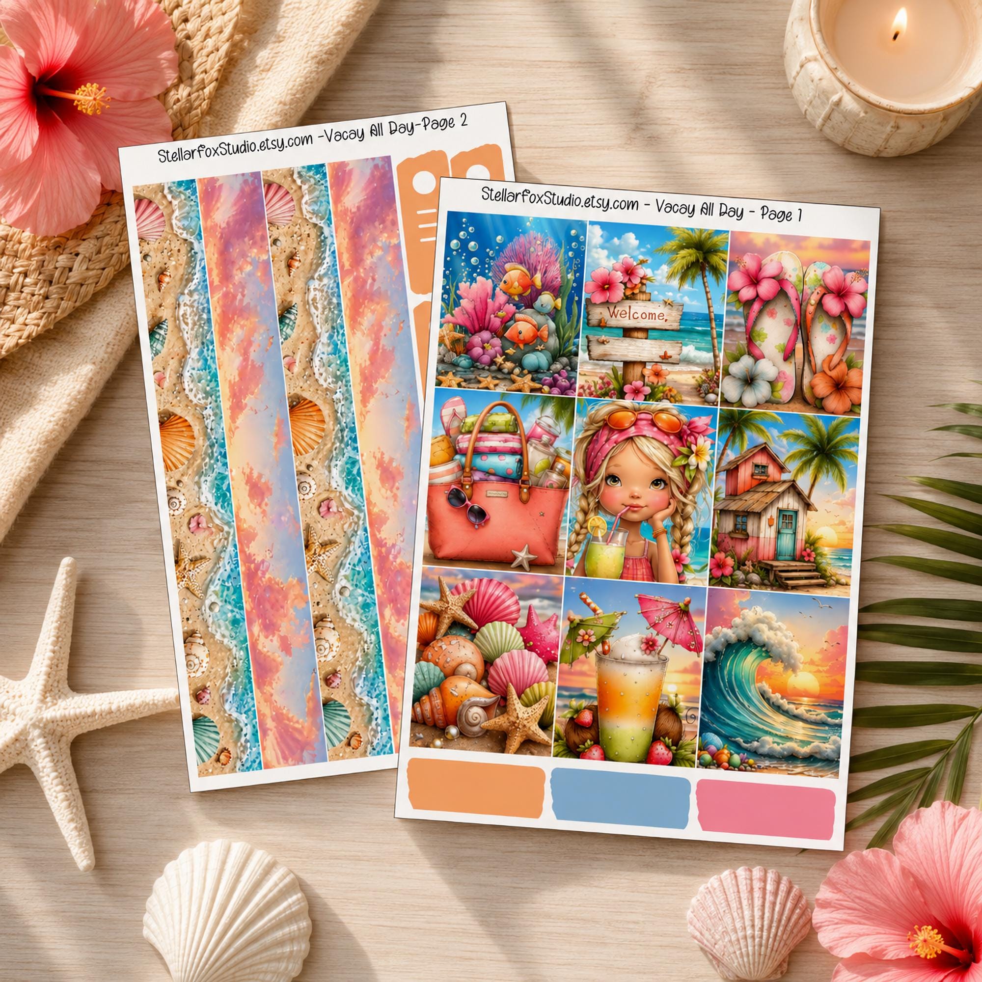 Tropical Sunset Weekly Planner Sticker Kit Vertical Erin Condren ...
