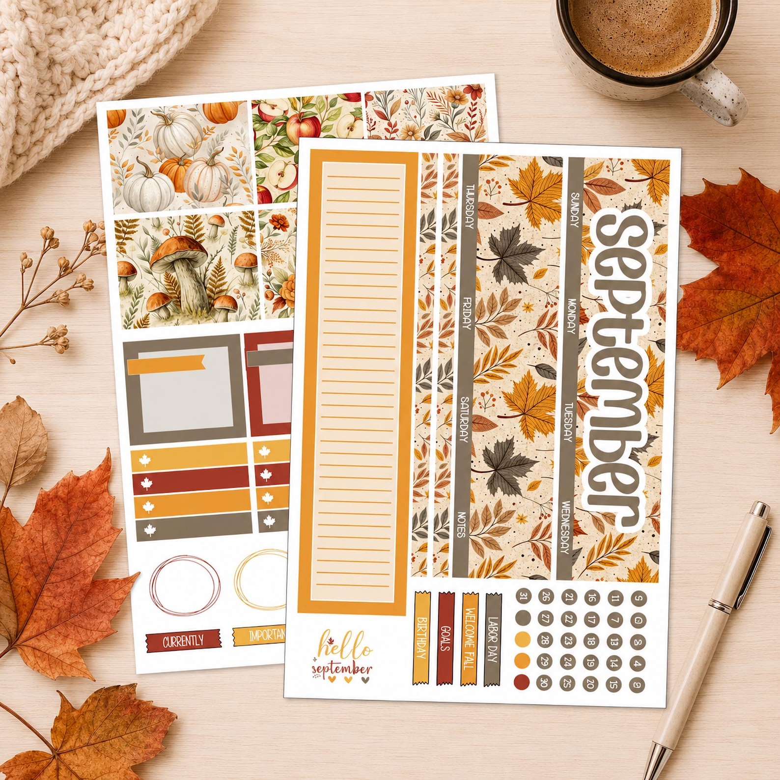 September Monthly Planner Sticker Kit Erin Condren , Classic Happy ...