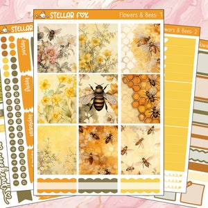 Summer Planner Sticker Kit Weekly Stickers Bees Flowers Vertical A La Carte Erin Condren Classic Happy Planner