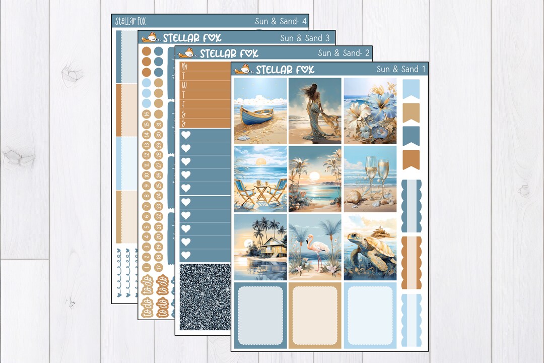 Summer Weekly Planner Sticker Kit , Vertical Sticker Kit , Planner ...