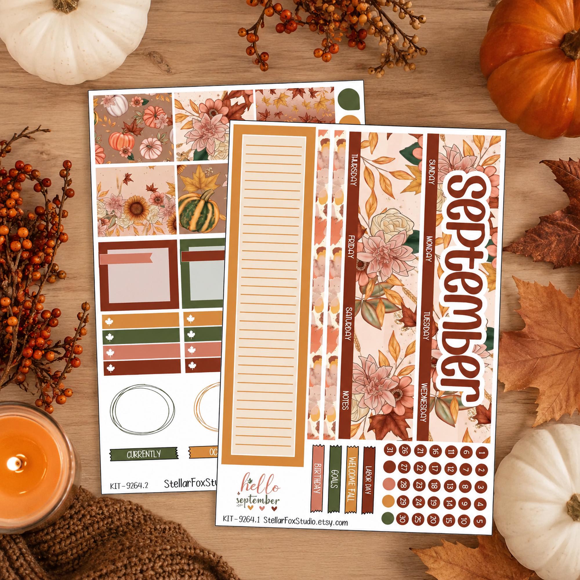 September Monthly Planner Sticker Kit Erin Condren , Classic Happy ...