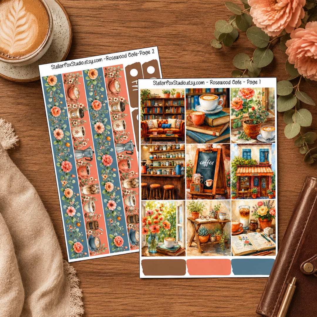 Bookish Cafe Weekly Planner Sticker Kit Vertical Erin Condren Classic ...